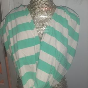 lululemon athletica Mint Green and White Striped Wrap Scarf